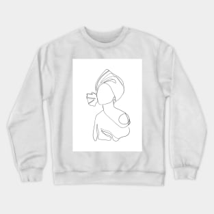 Turban woman beautiful one line art, line art drawing, minimal decor Crewneck Sweatshirt